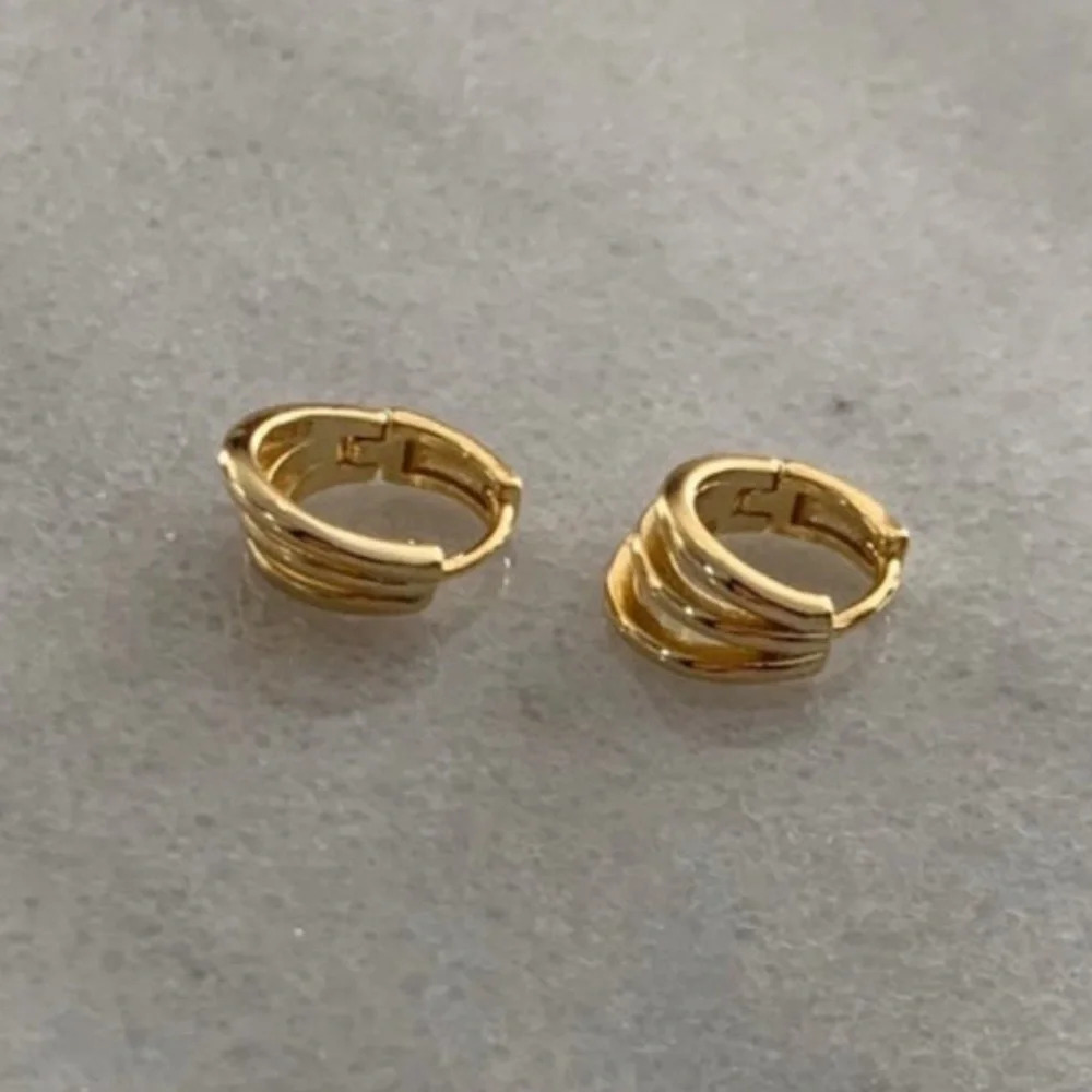 COPY - COPY - Gold Multi Hoop Small Mini Huggie Hoop Earrings - Picture 2 of 4